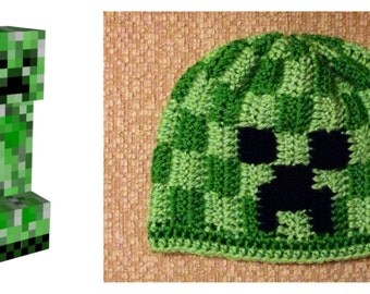 hat  Creeper  beanie Hat pattern    Inspired ONLY PATTERN minecraft Minecraft Crochet