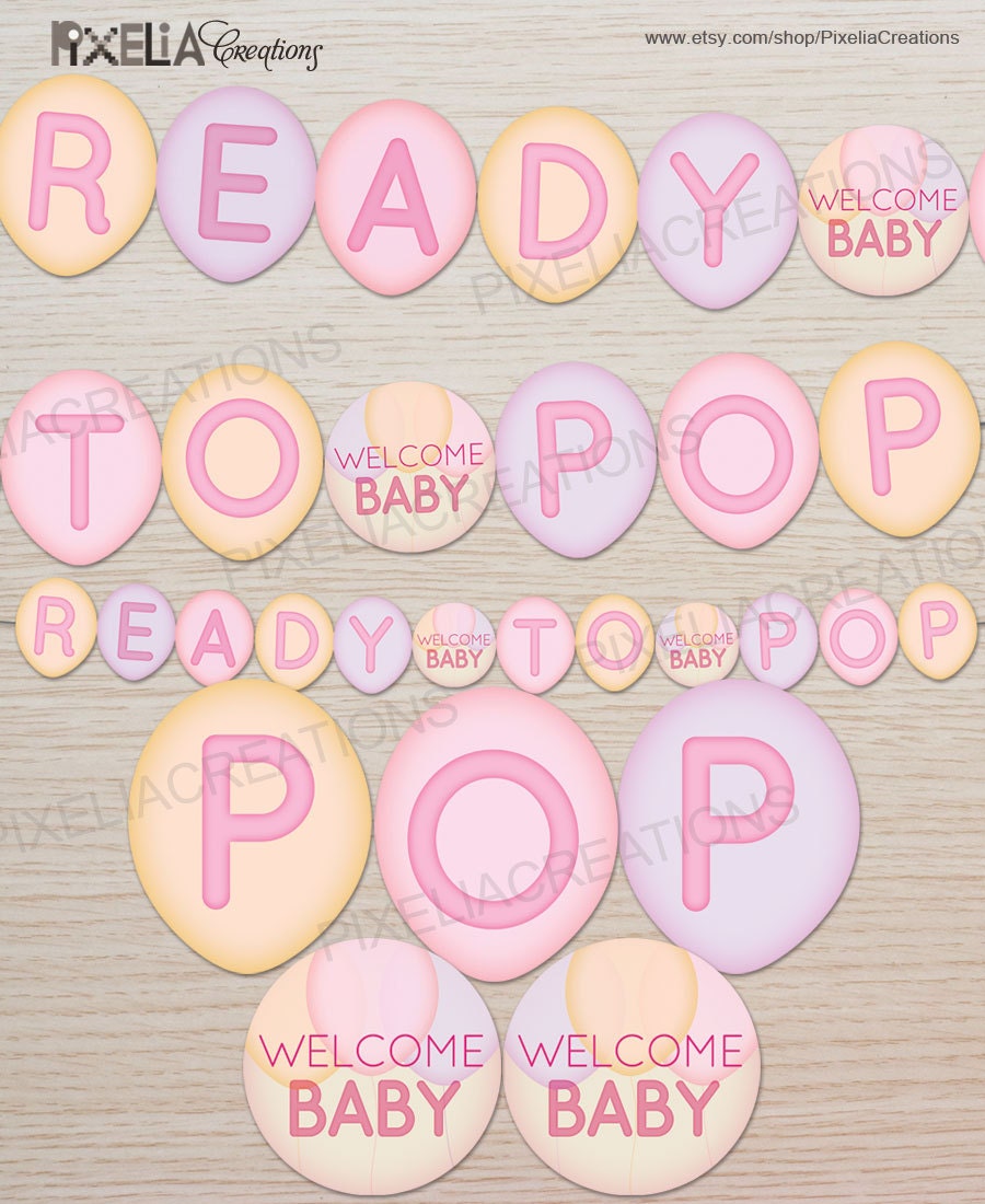 Ready To Pop - Printable Banner for a Baby shower. Non-personalized printable banner Il_570xn