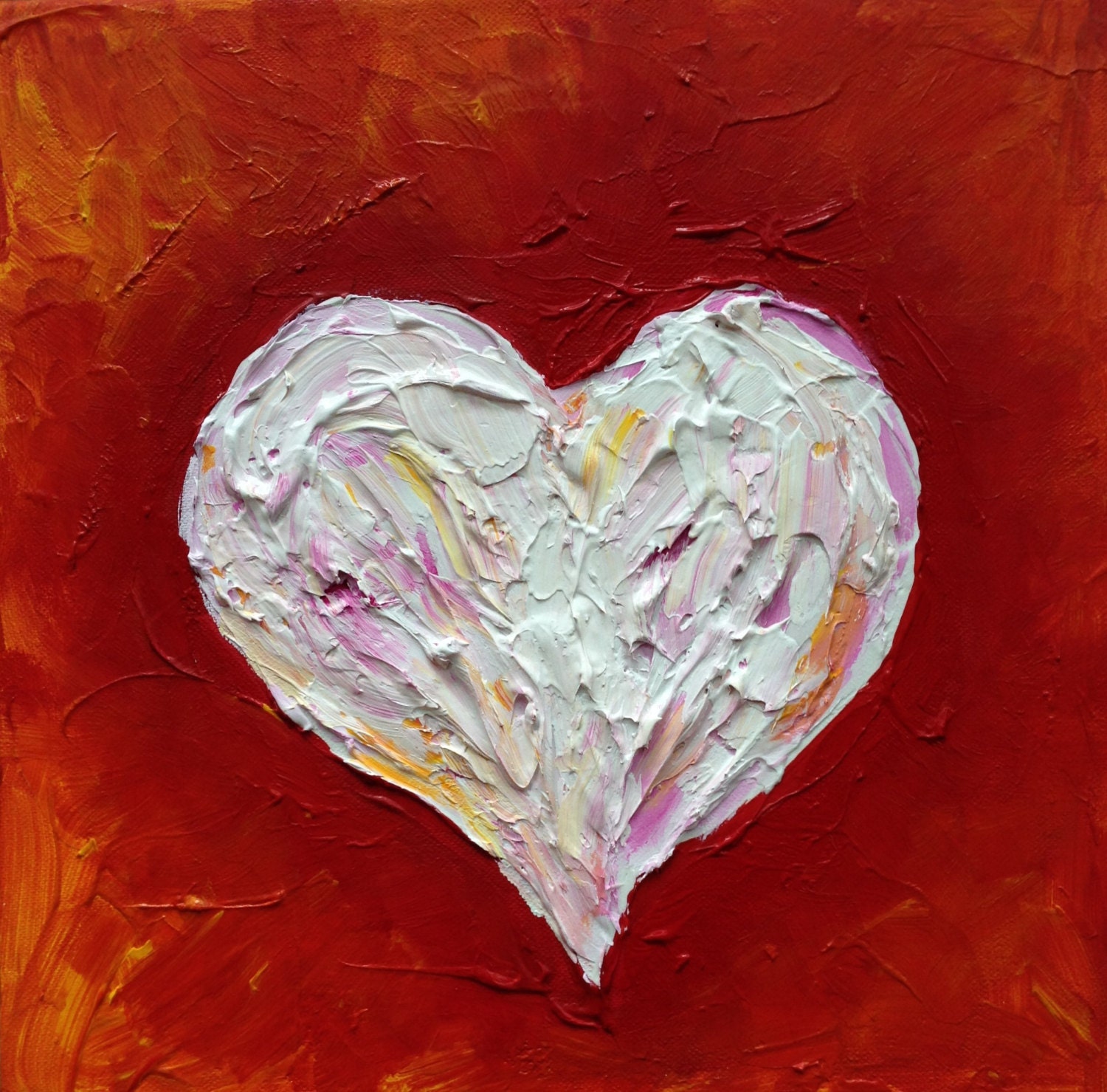 Original Acrylic Painting Heart Contemporary by NickySpauldingArt