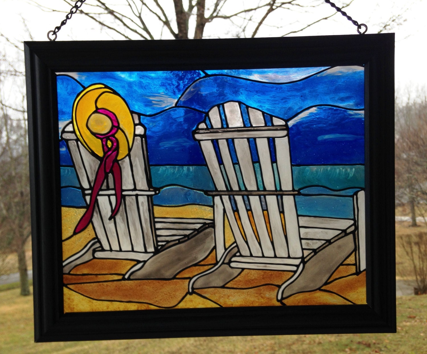 Beach Scene Stained Glass Look Handmade By Creativeglassbybecky