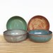 Stoneware Pottery Bowls Set of 4 - Ceramic Soup Bowls - 4 Assorted Glazes