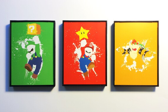 Framed Mario Luigi and Bowser 4x6 Prints by TheDailyRobot on Etsy