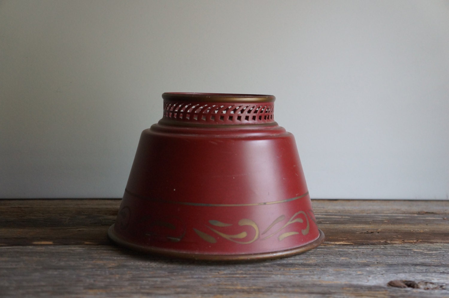Vintage Cranberry Red Toleware Lampshade - RavenAndFawn
