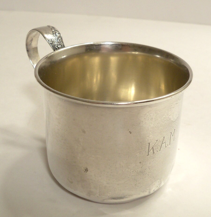 cup Vintage roadtripvintageshop Antique Baby vintage silver Silver Sterling  by Cup