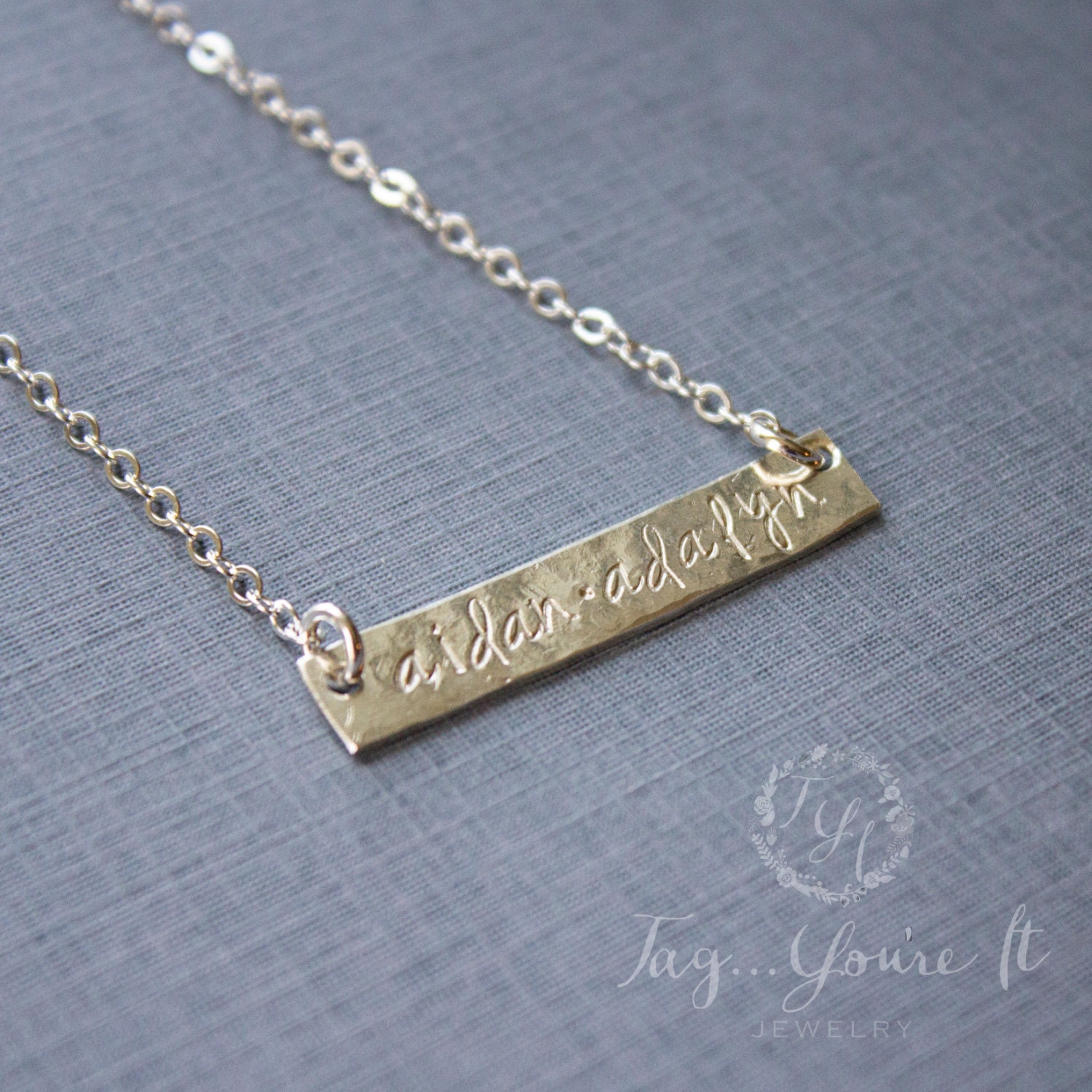 Silver Bar Necklace Sterling Silver Name by TagYoureItJewelry