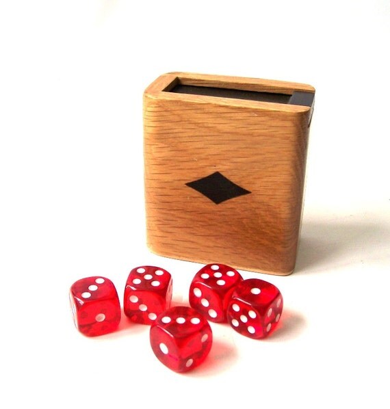vintage wood dice box game storage container by RecycleBuyVintage