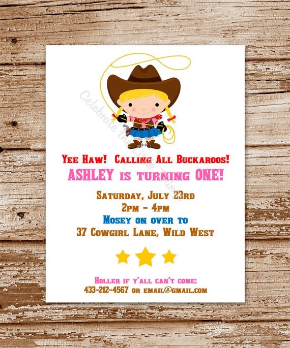 Printable / Cowgirl Invitation / Personalized (PDF File) Il_570xn