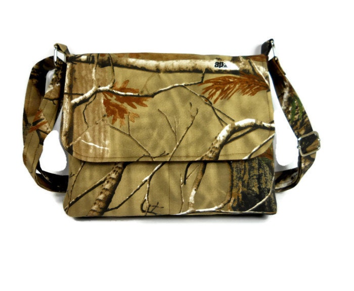 camo crossbody bag with striped strap