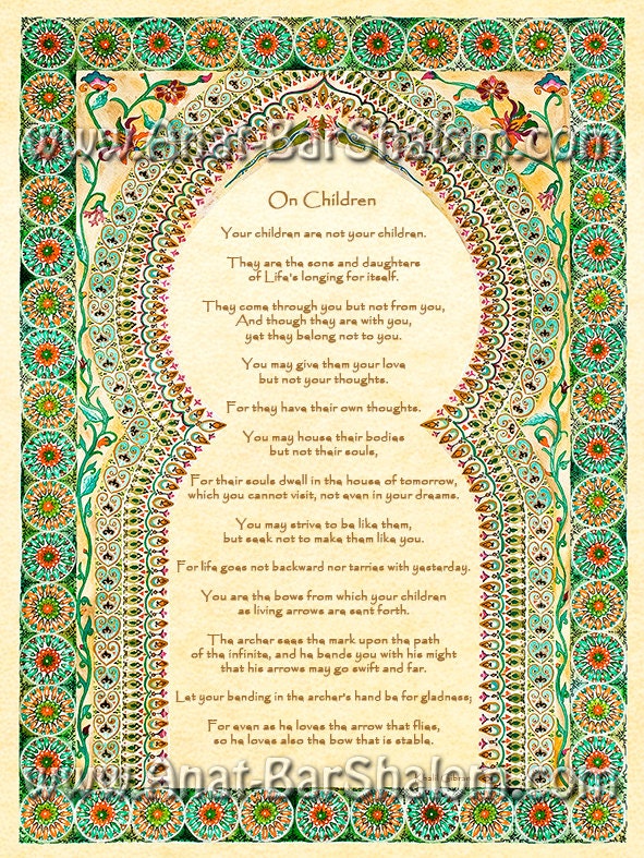 On Children by Kahlil Gibran Romantic Gift by mandalamagic1