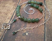 Shamrock necklace, green aventurine, sterling silver, moss agate, shamrock charm, unique jewelry by Grey Girl Designs on Etsy - greygirldesigns