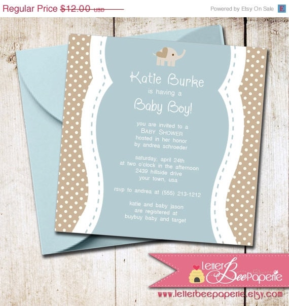 ON SALE Baby Elephant Custom Boys Baby Shower Invitation - Choose Your Colors - DIY Printable Invite - Baby Animals - Sprinkle, Couples Sho Il_570xn