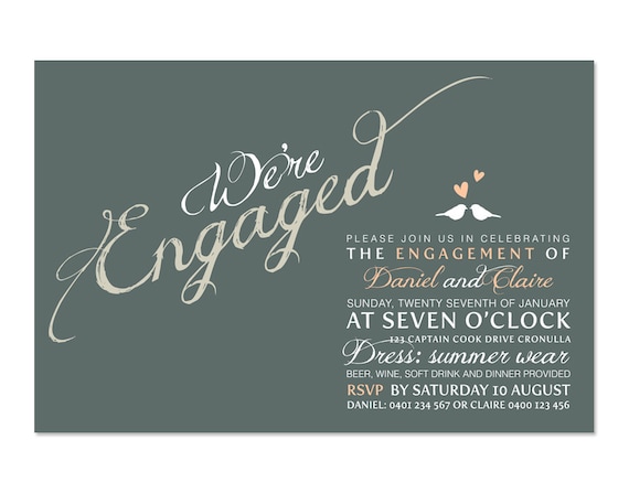 Printable Engagement Invitation - We're Engaged Il_570xn
