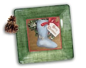 Christmas Stocking / Unique Christmas / Vintage Christmas / Christmas Card / Holiday Decor / Decoupage Plate / Christmas Gift / - GlassPaperScizzors