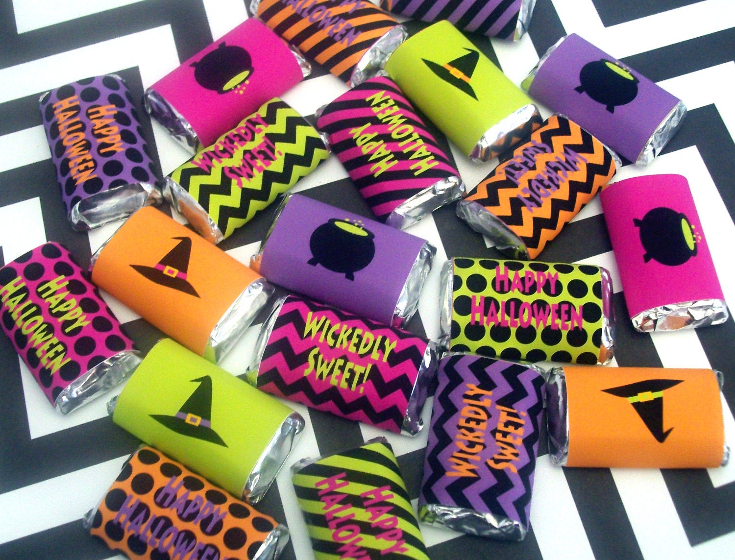 Witches Halloween Printable Mini Chocolate Bar Wraps, Halloween Chocolate Bar Wrappers, Instant Download Il_570xn