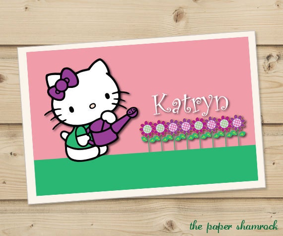 Kitty - Kids Personalized Placemat, Customized Placemats for kids, Kids Placemat, Personalized Kids Gift Il_570xn