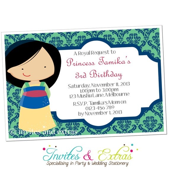 Princess Party Invitation Oriental Princess Personalized Printable (M2M Code: 5964) Il_570xn