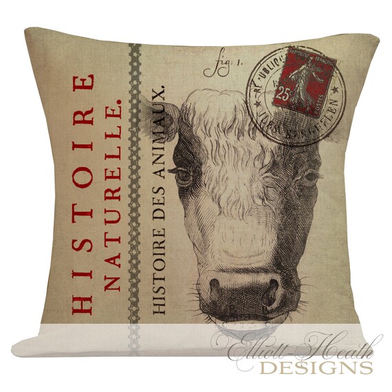 Pillow Cover French Style Farmhouse Burlap by ElliottHeathDesigns