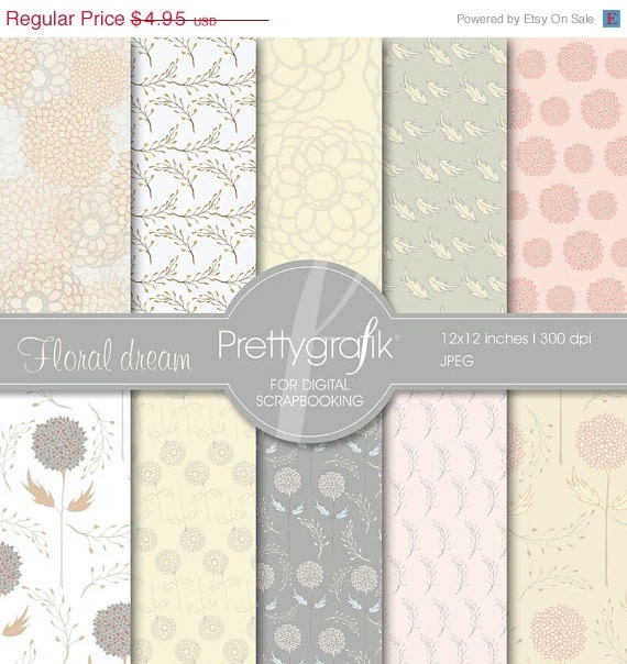70% OFF SALE flowers digital paper, commercial use, scrapbook papers, background - PS536 Il_570xn