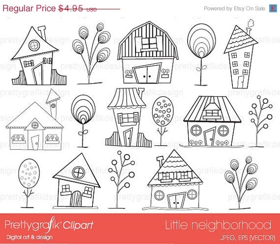 70% OFF SALE house neighbourhood digital stamp commercial use, vector graphics, digital stamp, digital images - DS397 Il_570xn