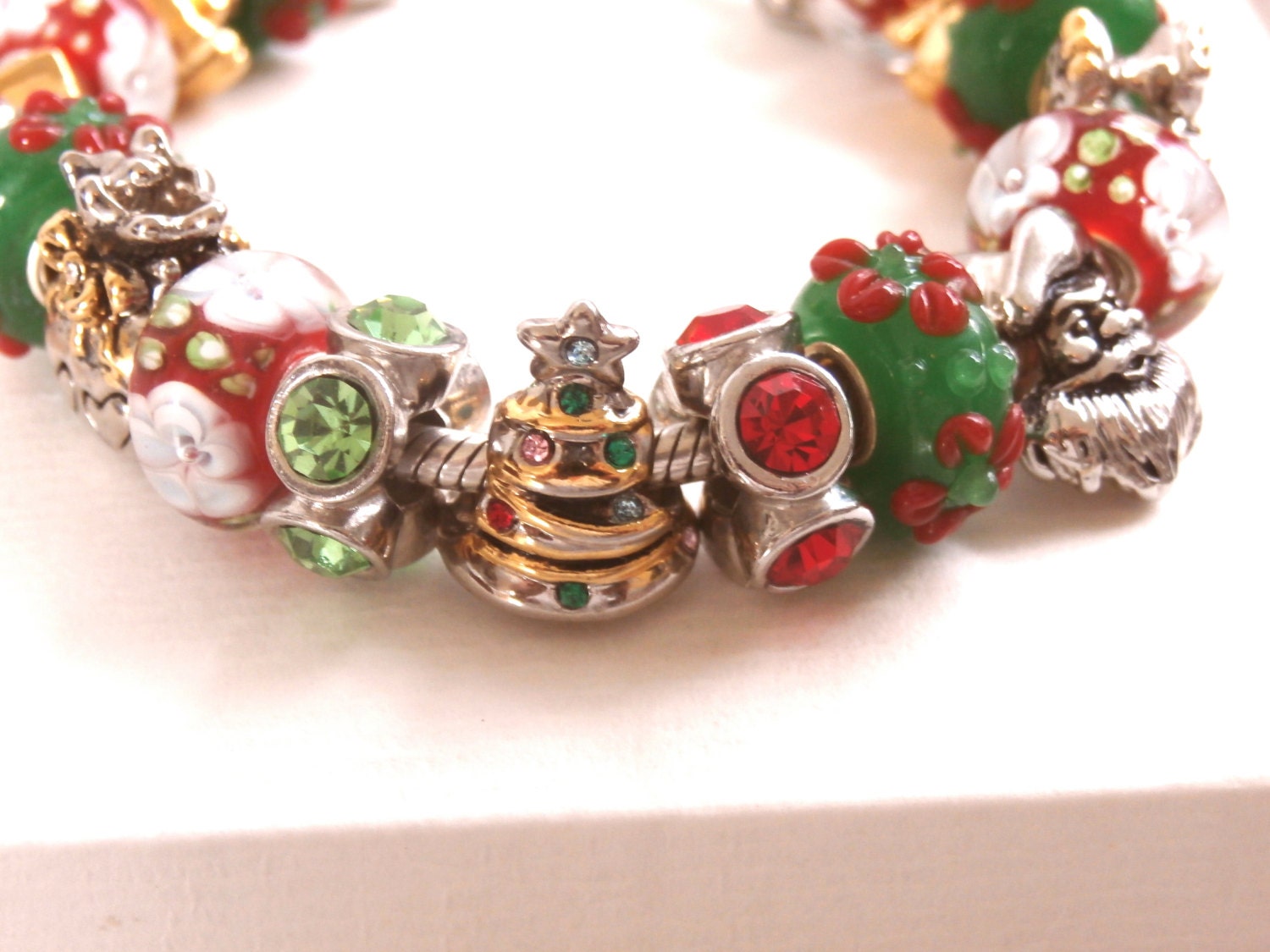 Authentic Pandora Bracelet Sterling Silver 925 ALE w/ Murano Glass Beads & Silver Charms, Christmas Bracelet, xmas, GREAT Christmas Gift* - ThriftyJane