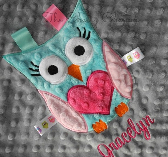 Owl Blanket, Personalized Baby Blanket, Minky Baby Blanket, Sensory