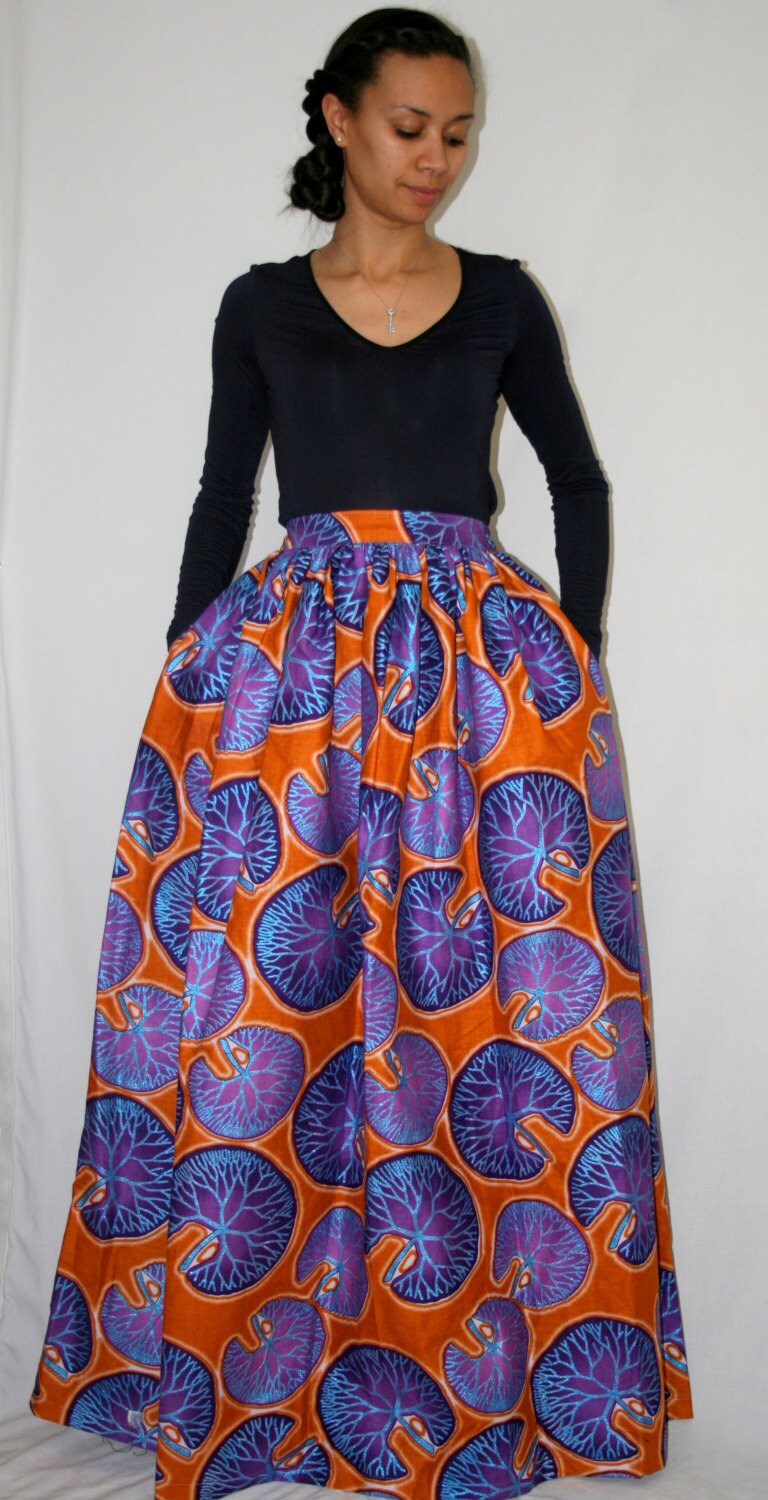 African Print Maxi Skirt With Pockets By Melangemode On Etsy 6503