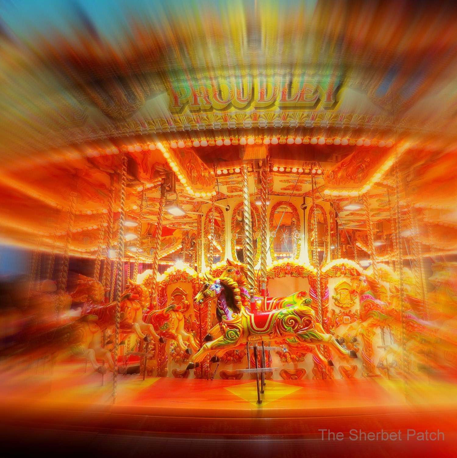 Carousel.  A 20.5cm x 20.5cm photogrphic print. ( 8 inches x 8 inches) - TheSherbetPatch