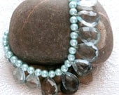 Turquoise OOAK Necklace - Glass Pear Drop Beads & Pearls - ReTainReUse
