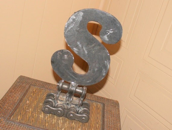 Metal Industrial Letters - Letter S - Large Industrial letters - Recycled Metal Letter - Upcycled Recycled Repurposed