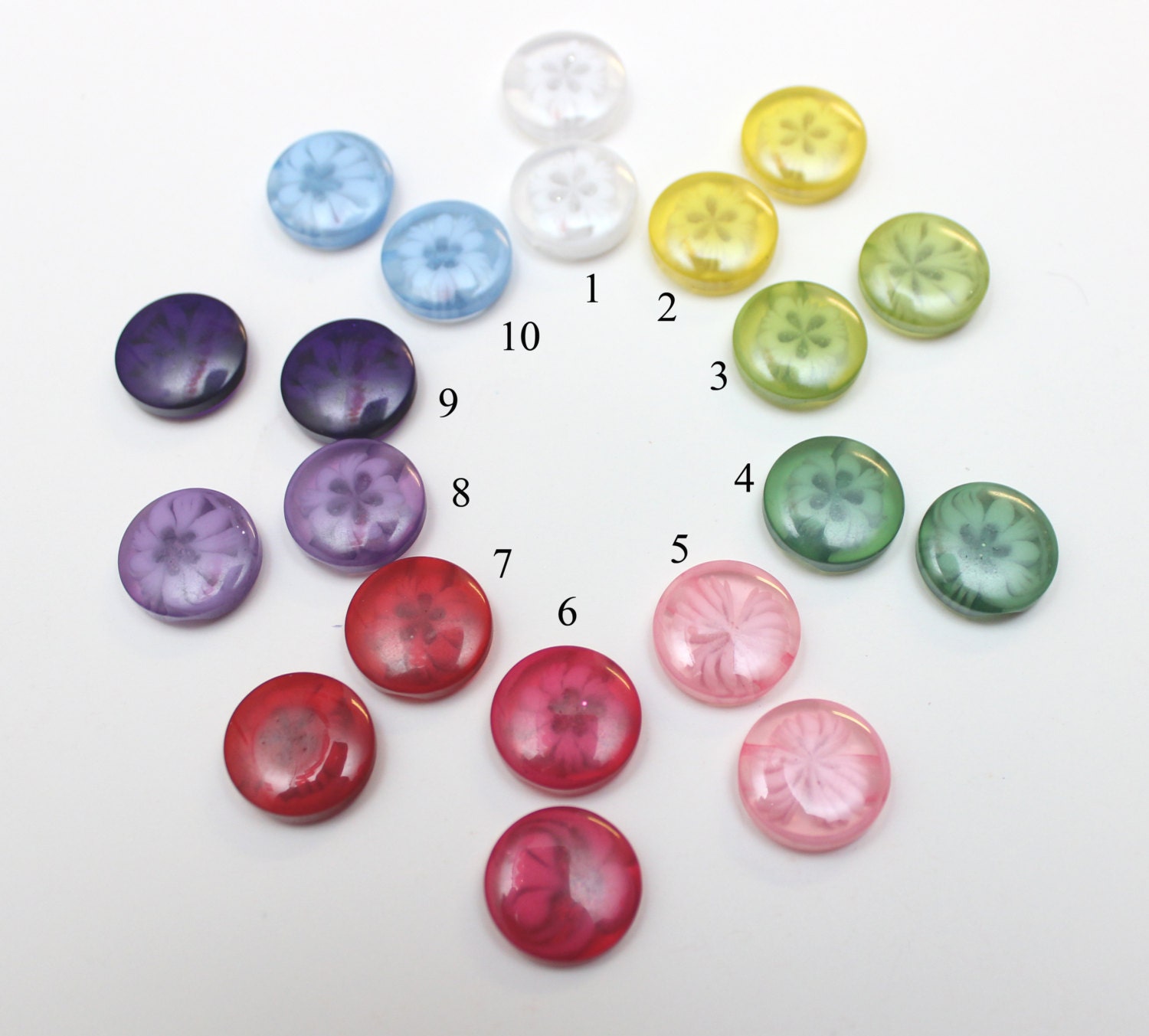 25 Pcs Resin Buttons With Flowers 14mm Mixed Color By DevineSupply