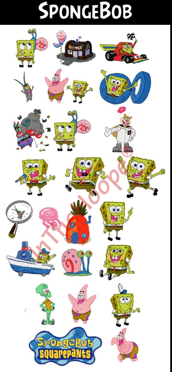 Spongebob Designs Collection Machine Embroidery By Inthehoope