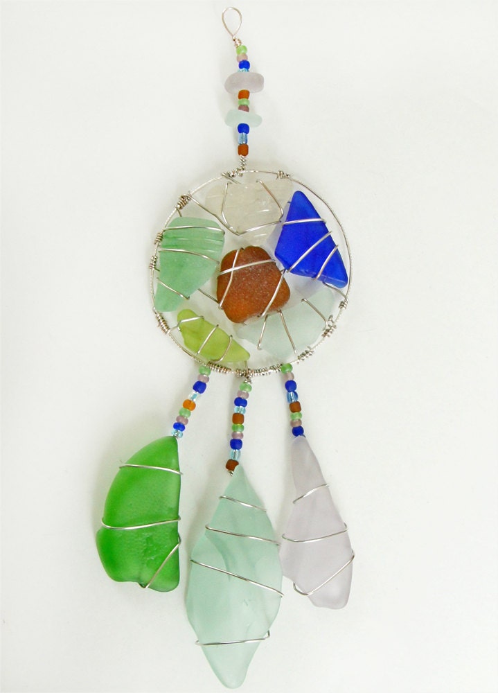 Sea Glass Suncatcher Dreamcatcher Native American by oceansbounty