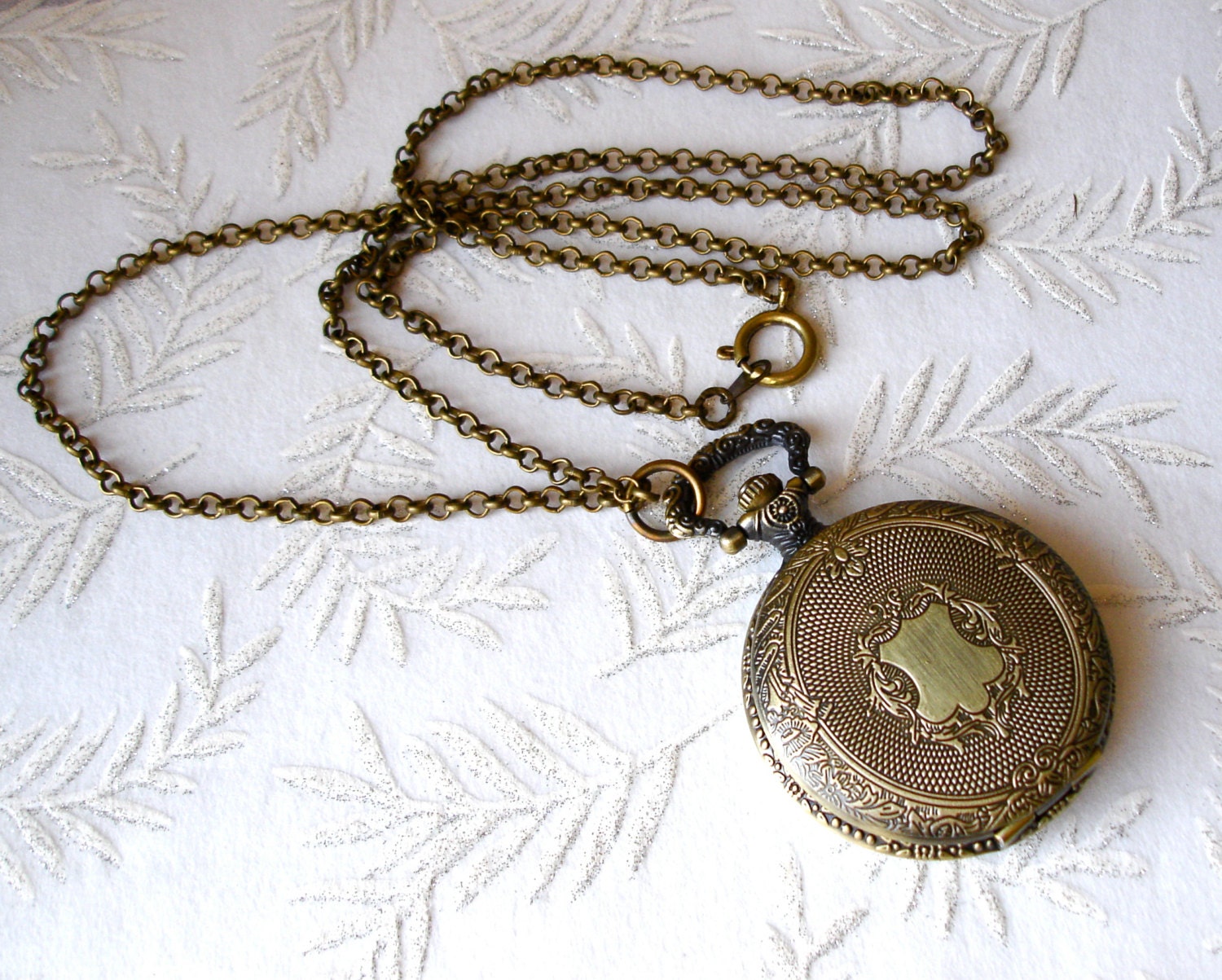 Antique Brass Pocket Watch Locket Pendant by theDeerCreekHouse