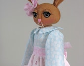 Primitive Folk Art Bunny Rabbit Doll Spring or Easter Soft Sculpture One of a Kind Art Spring Decor - DreamMakersDolls