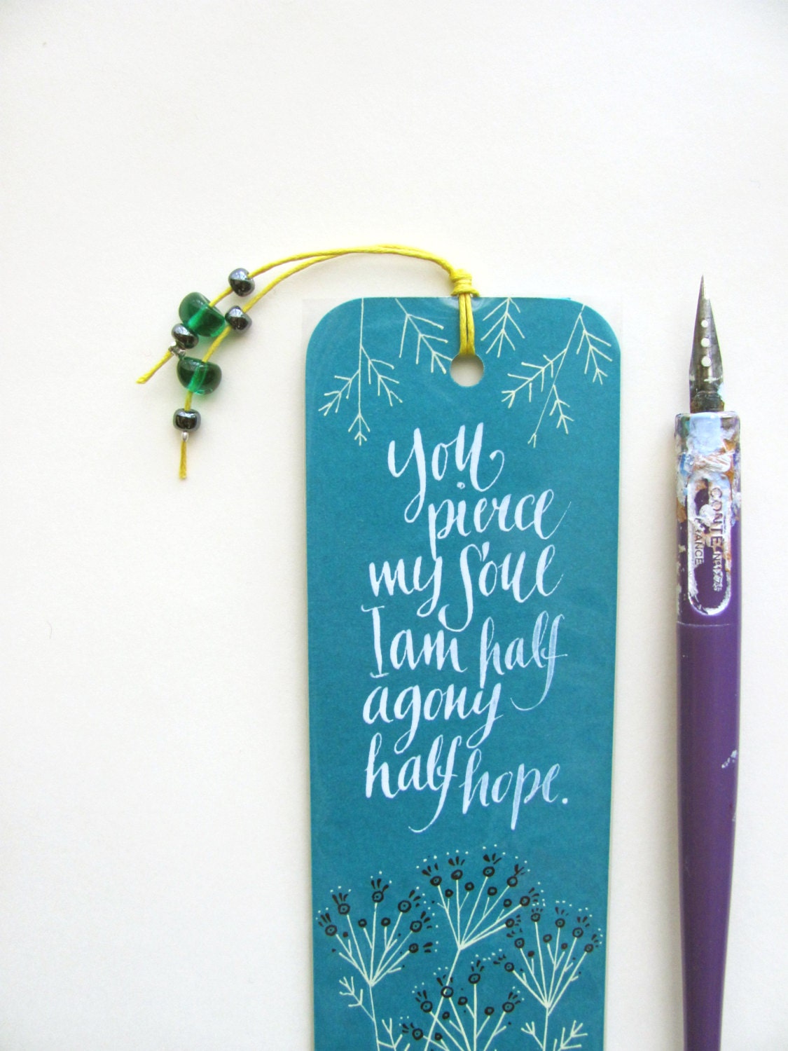 Persuasion Teal Bookmark With Handwritten By Pemberleypond On Etsy