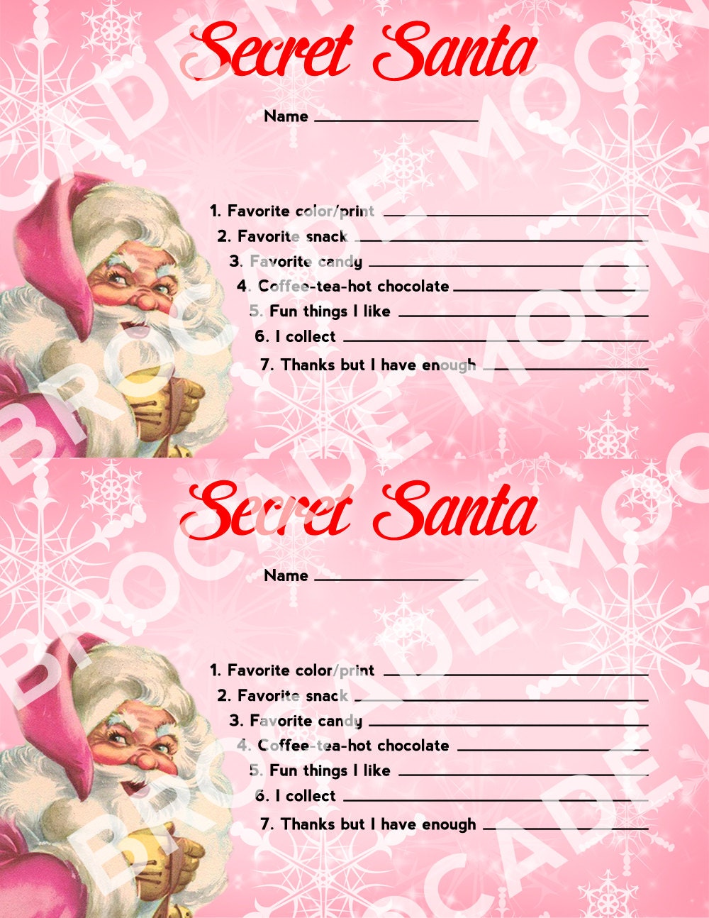 Secret Santa Questionnaire Form Pdf