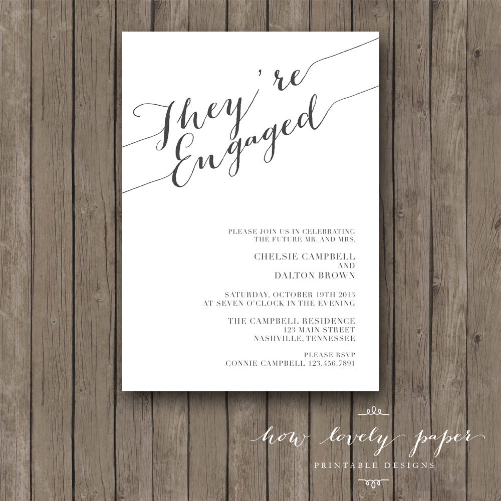 Printable Engagement Party Invitation the Chloe by HowLovelyPaper