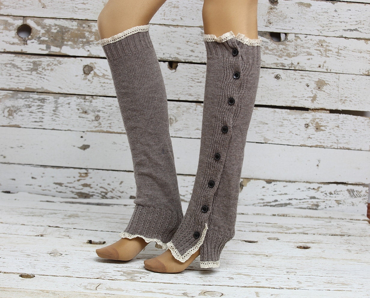 women leg warmers-Leg Warmers-Button Leg warmers  Knit Lace trim-Legwarmers-boot socks -button legwarmers -boot warmers,lace socks,sock - DayfitFashion