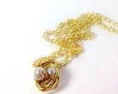 Gold birds nest pendant necklace - StitchedTeagan