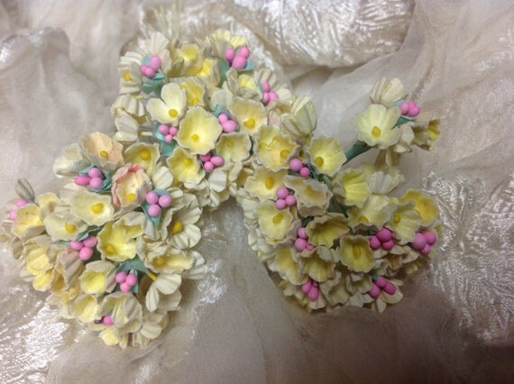 3 BOUQUETS VINTAGE Millinery Flowers by homesteadtreasures