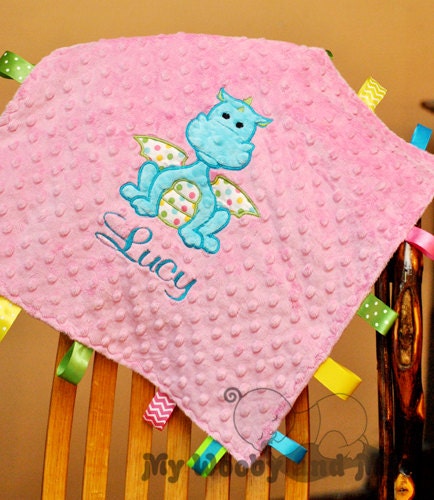 Personalized Baby Blanket Ribbon Tag Blanket by MyWoobyandMe