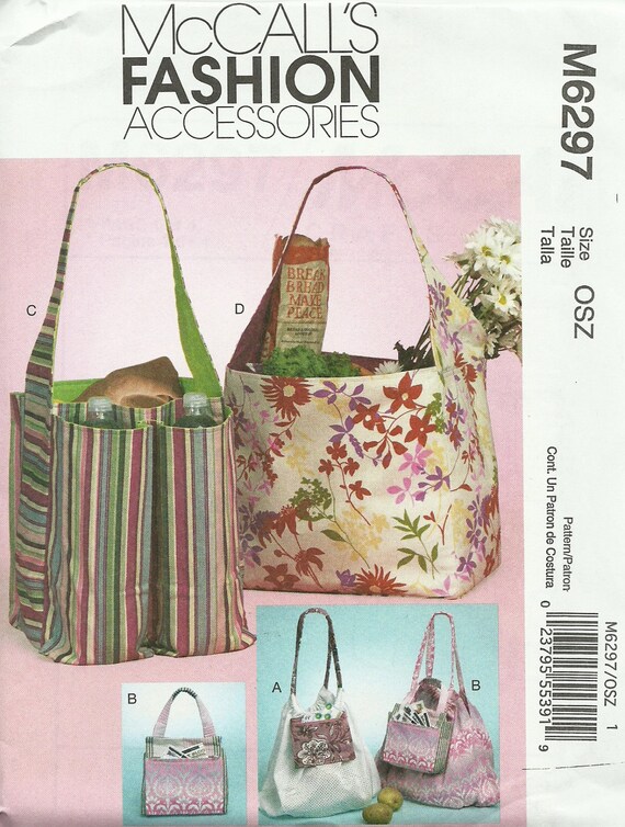 MCCALLS PATTERN M6297, market tote, bag, satchel, lunch bag, new and ...