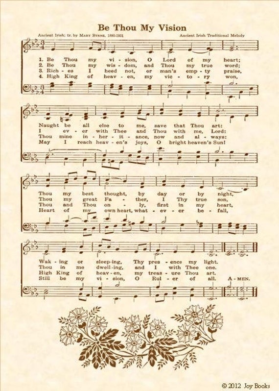 BE THOU My VISION 5 X 7 Antique Hymn Art Print by VintageVerses