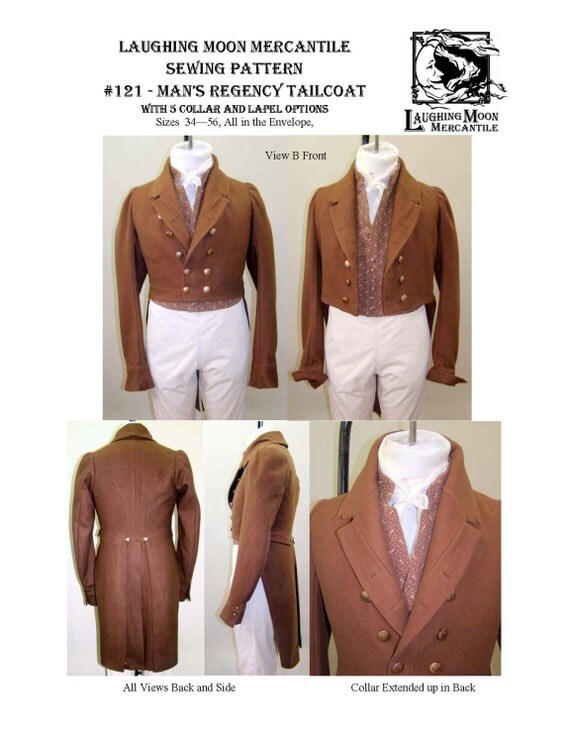 Men's Regency Tailcoat Size 34-56 1810-1830 by AliceInStitchesArts