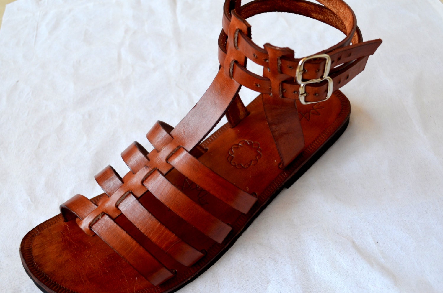 Leather Gladiator Sandals - BROWN - Handmade Sandals, Ladies, Mens ...