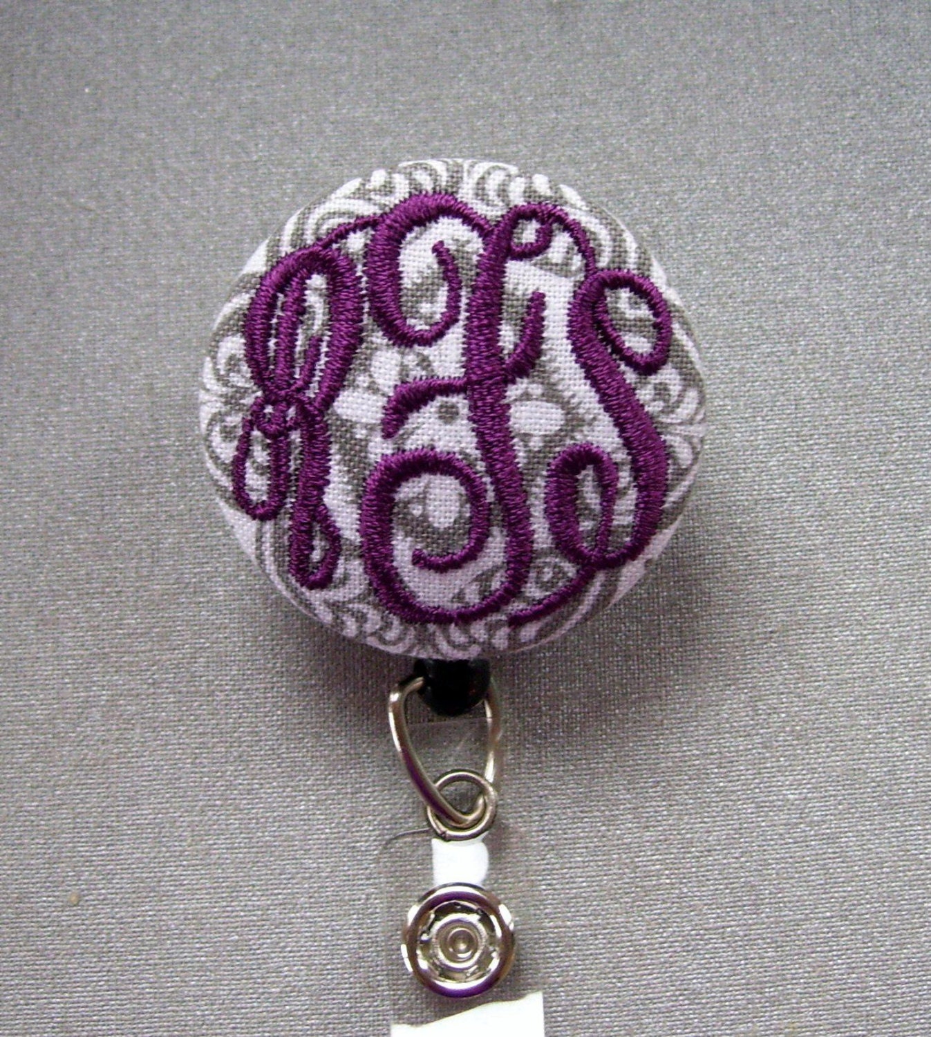 Personalized monogrammed embroidered badge reel  by flowersaks Personalized monogrammed embroidered badge reel  by flowersaks