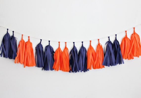 Tissue Tassel Garland Kit - Orange and Navy Il_570xn