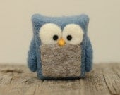 Needle Felted Owl, blue grey cobalt wool home whimsical decor ecofriendly READY to SHIP - feltjar Needle Felted Owl, blue grey cobalt wool home whimsical decor ecofriendly READY to SHIP - feltjar