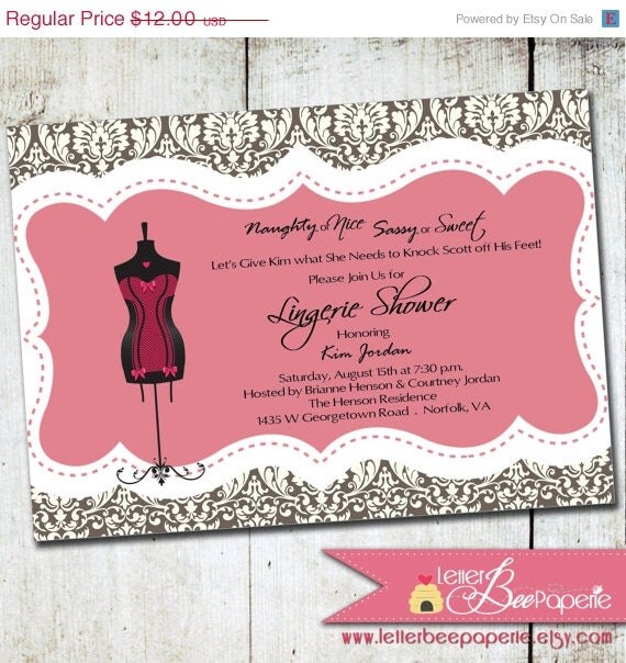 ON SALE Sassy & Sweet Lingerie Shower / Bachelorette Invitation - Printable 5x7 DIY Invite - Choose Your Colors - Bridal / Wedding Shower Il_570xn