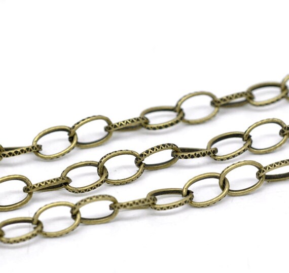 10M Antique Bronze Chain Pattern Link by HopscotchCraftSupply